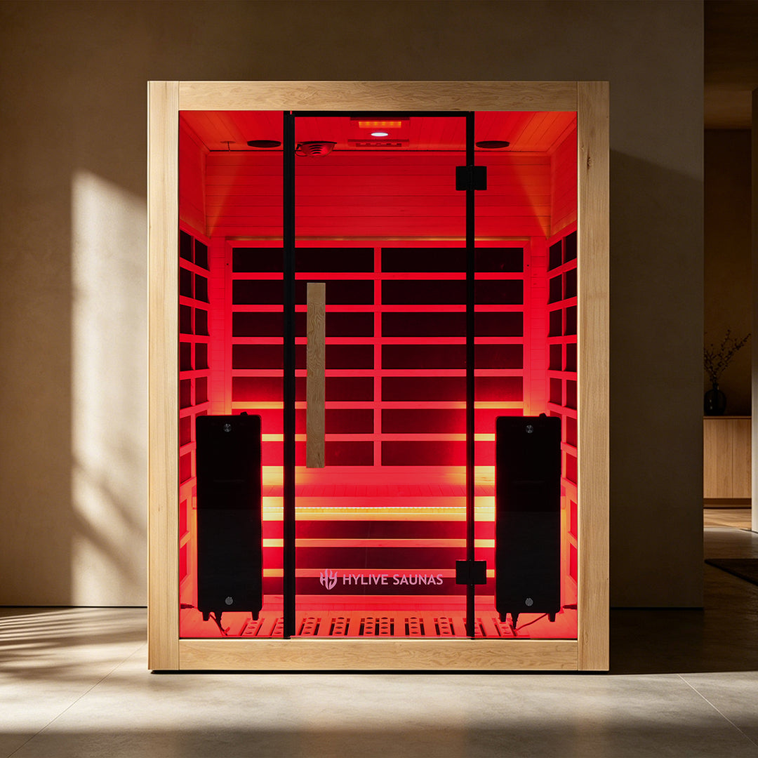 Hylivesaunas 3-Person Indoor Far Infrared Sauna with Red Light Therapy – Low EMF, Spacious Design for Home Wellness - Infrared 3 (Delivery in 1-2 Weeks)