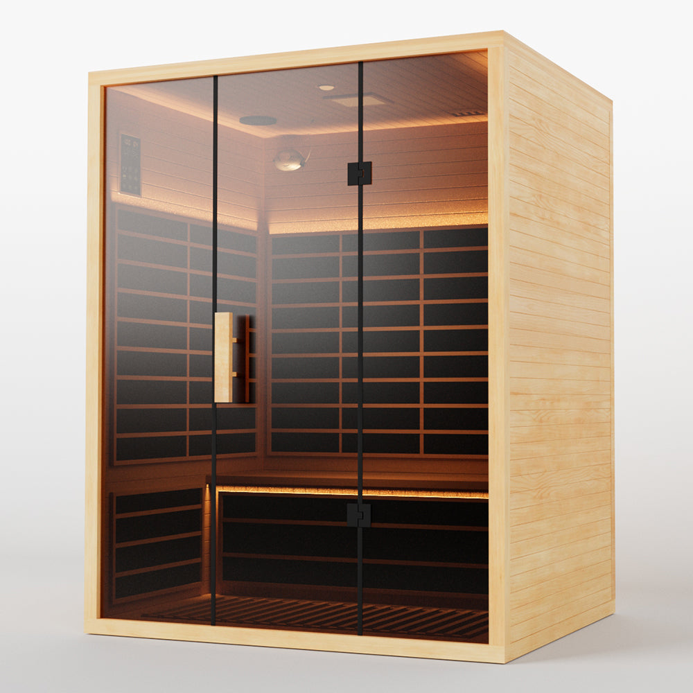 Hylivesaunas 3-Person Indoor Far Infrared Sauna – Low EMF, Spacious Design for Home Wellness - Infrared 3