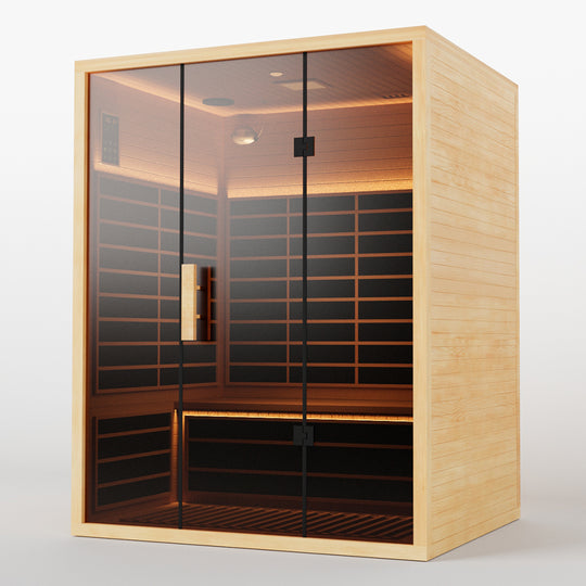 Hylivesaunas 3-Person Indoor Far Infrared Sauna – Low EMF, Spacious Design for Home Wellness - Infrared 3