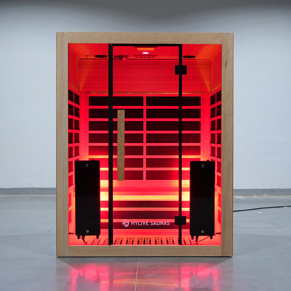Hylivesaunas 3-Person Indoor Far Infrared Sauna with Red Light Therapy – Low EMF, Spacious Design for Home Wellness - Infrared 3 (Delivery in 1-2 Weeks)