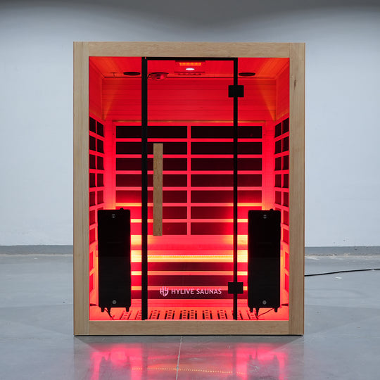 Hylivesaunas 3-Person Indoor Far Infrared Sauna with Red Light Therapy – Low EMF, Spacious Design for Home Wellness - Infrared 3 (Delivery in 1-2 Weeks)