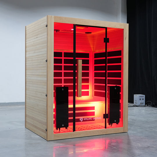 Hylivesaunas 3-Person Indoor Far Infrared Sauna with Red Light Therapy – Low EMF, Spacious Design for Home Wellness - Infrared 3 (Delivery in 1-2 Weeks)