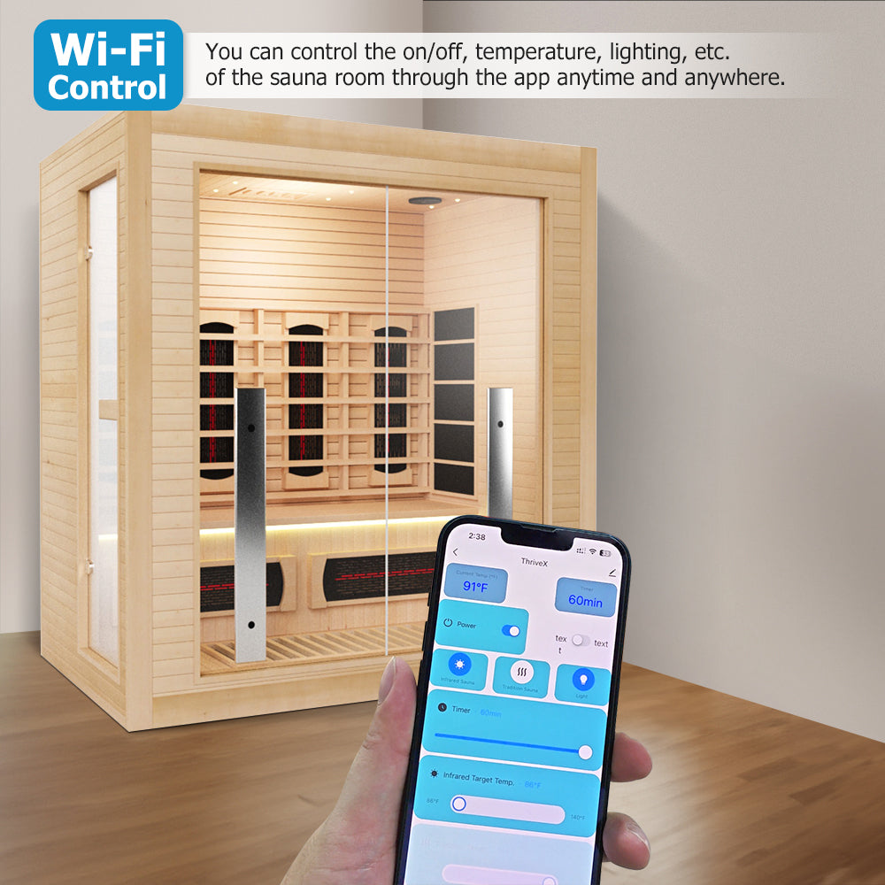 Hylivesaunas Luxury Indoor Hybrid Sauna Room - FAMILY 3 (Delivery in 4-5 Weeks)