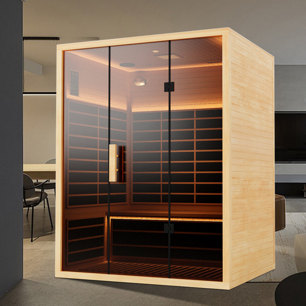 Hylivesaunas 3-Person Indoor Far Infrared Sauna – Low EMF, Spacious Design for Home Wellness - Infrared 3