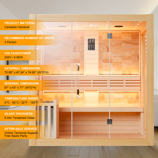 Hylivesaunas Luxury Traditional Steam Sauna Room - Steam 3 (Delivery in 4-5 Weeks)