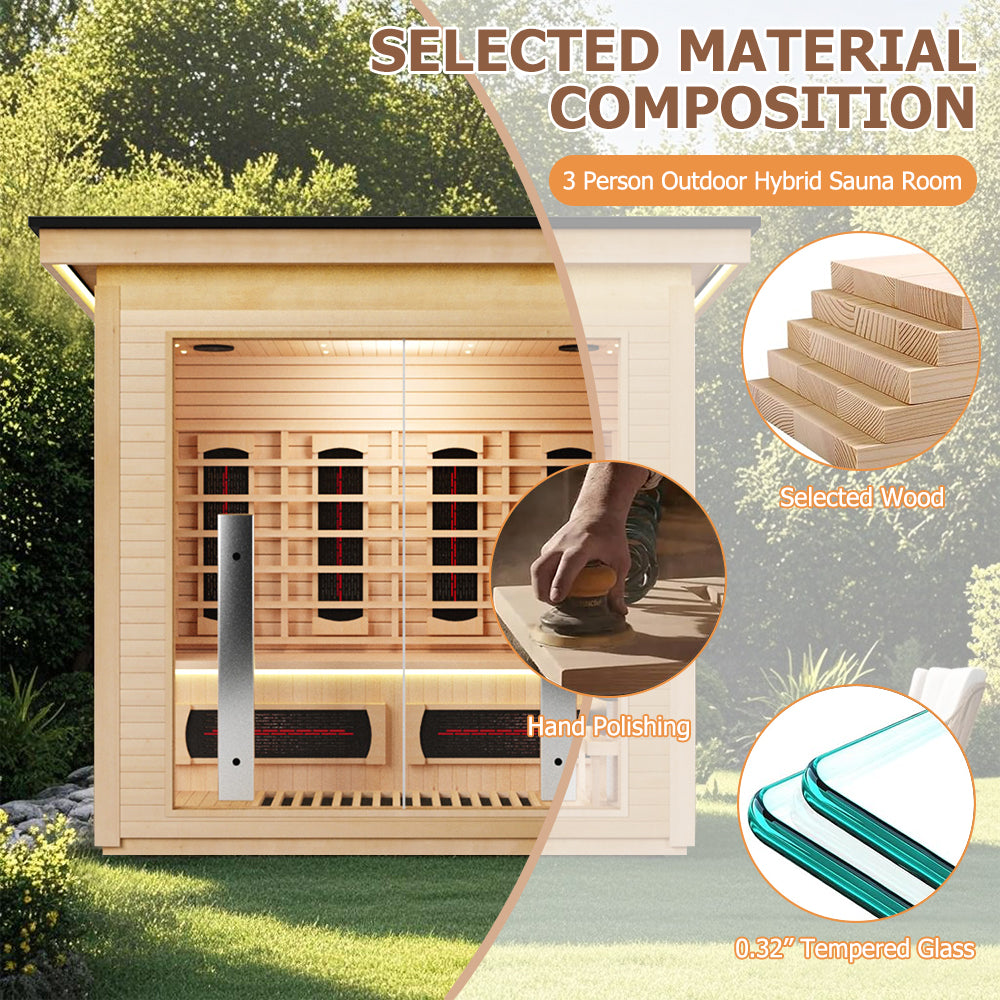 Hylivesaunas 3 People Luxury Outdoor Hybrid Sauna - COURTYARD 3 (Delivery in 4-5 Weeks)