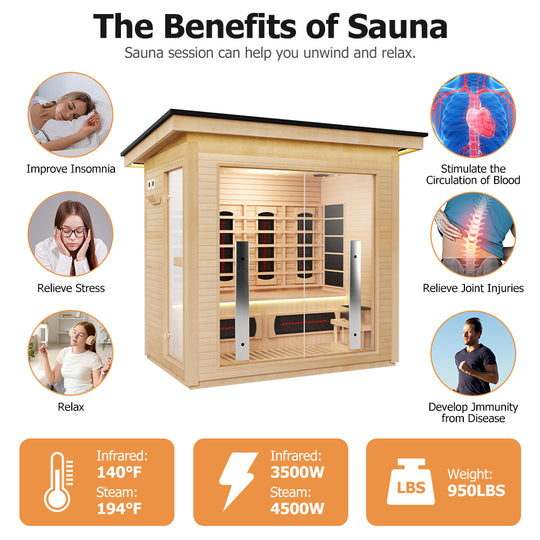 Hylivesaunas 3 People Luxury Outdoor Hybrid Sauna - COURTYARD 3 (Delivery in 4-5 Weeks)