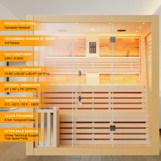 Hylivesaunas Luxury Traditional Steam Sauna Room - Steam 4 (Delivery in 4-5 Weeks)