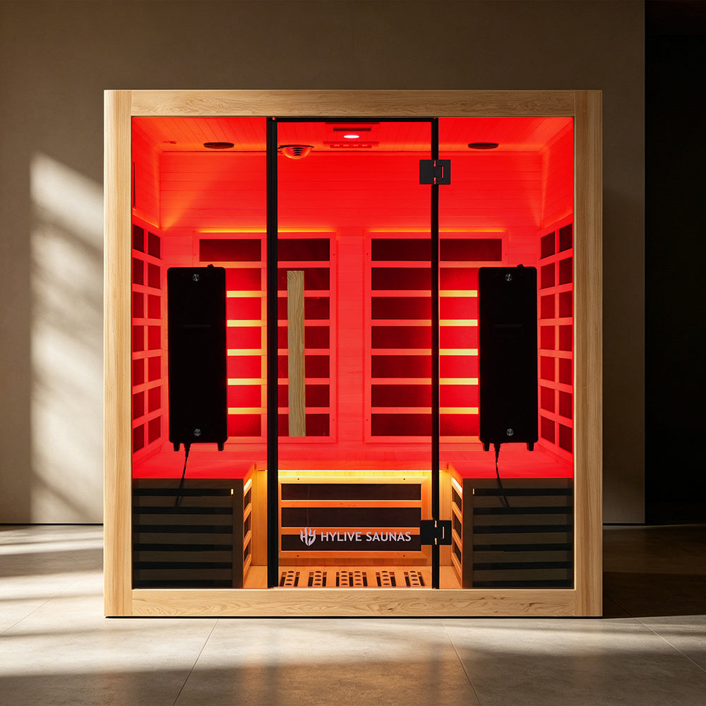 Hylivesaunas Large 4-Person Low-EMF Infrared Sauna with Red Light Therapy – Indoor Wellness Room for Home Spa Experience - Infrared 4 (Delivery in 1-2 Weeks)