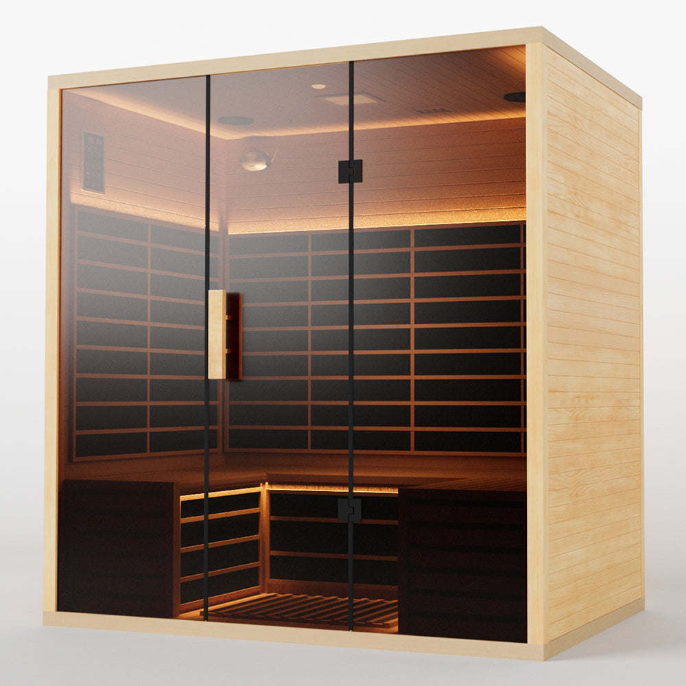 Hylivesaunas Large 4-Person Low-EMF Infrared Sauna – Indoor Wellness Room for Home Spa Experience - Infrared 4