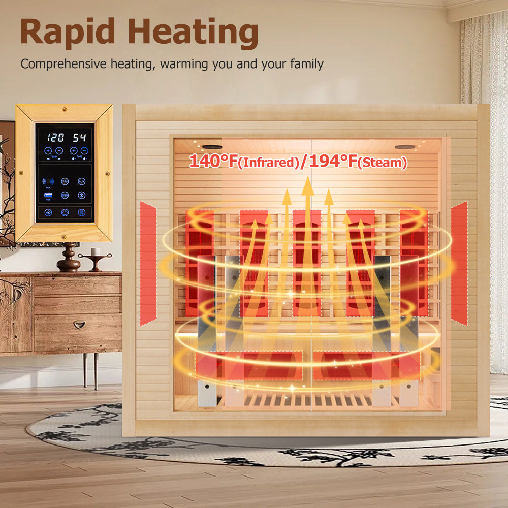 Hylivesaunas Luxury Indoor Hybrid Sauna Room - FAMILY 4