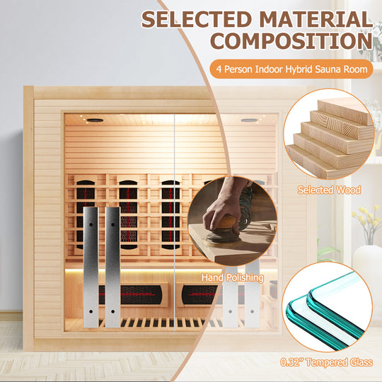 Hylivesaunas Luxury Indoor Hybrid Sauna Room - FAMILY 4