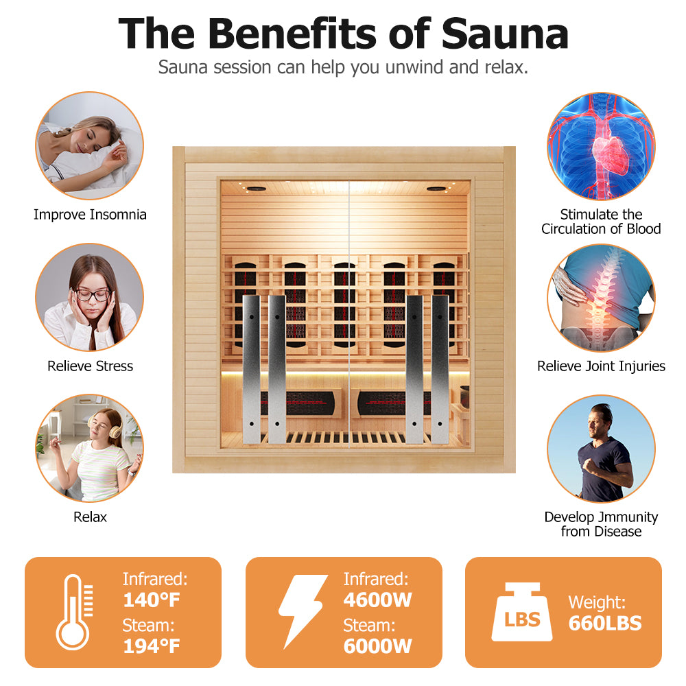 Hylivesaunas Luxury Indoor Hybrid Sauna Room - FAMILY 4