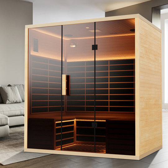 Hylivesaunas Large 4-Person Low-EMF Infrared Sauna – Indoor Wellness Room for Home Spa Experience - Infrared 4