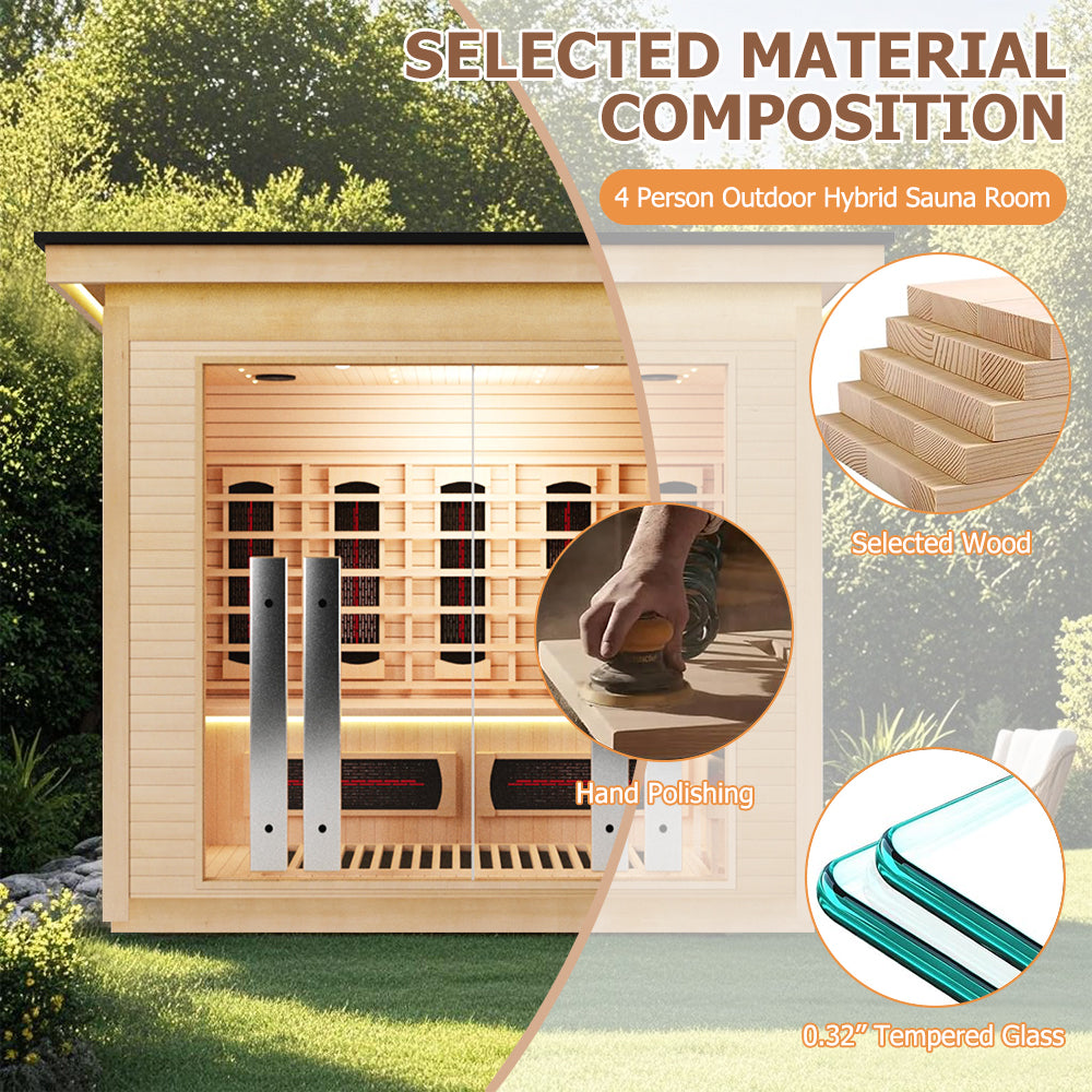 Hylivesaunas 4 People Luxury Outdoor Hybrid Sauna - COURTYARD 4