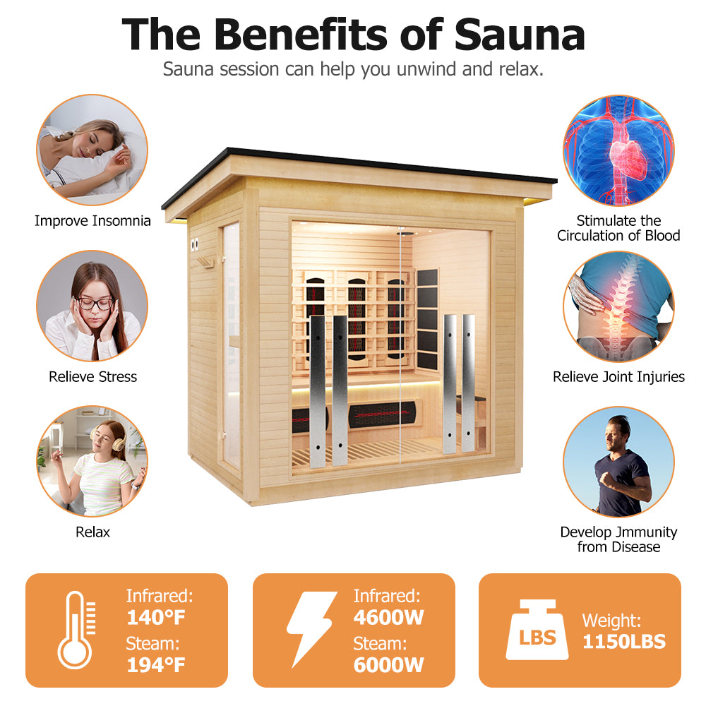 Hylivesaunas 4 People Luxury Outdoor Hybrid Sauna - COURTYARD 4