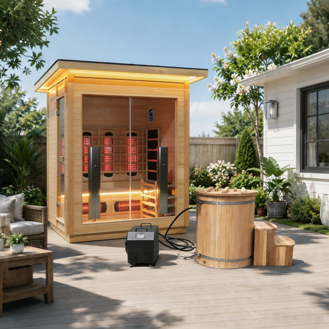 Hot and Cold Therapy - Cold Bathtub &amp; Outdoor Hybrid Sauna