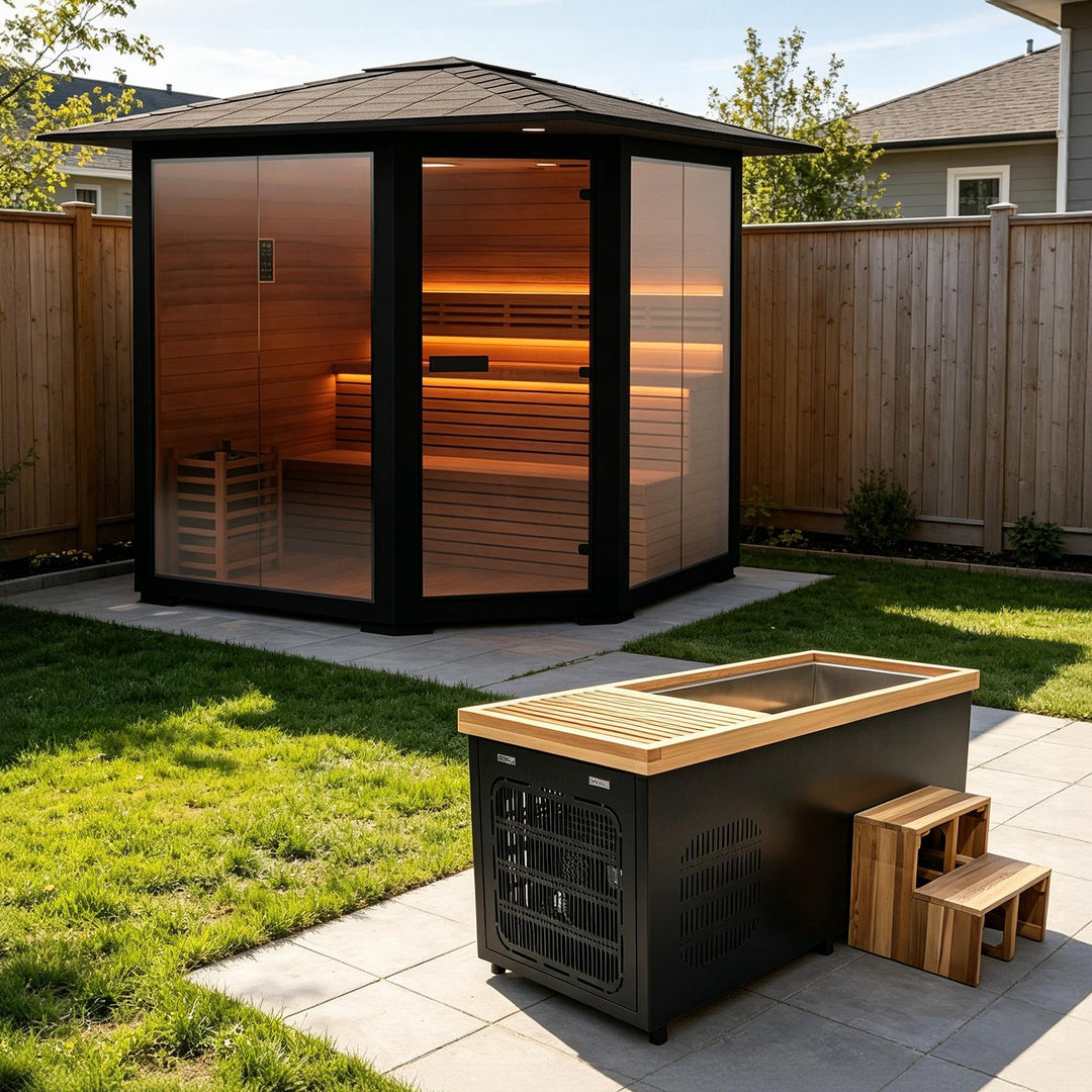 Hot and Cold Therapy - Cold Bathtub &amp; Outdoor Traditional Sauna