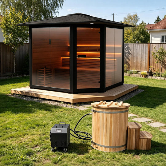 Hot and Cold Therapy - Cold Bathtub &amp; Outdoor Traditional Sauna