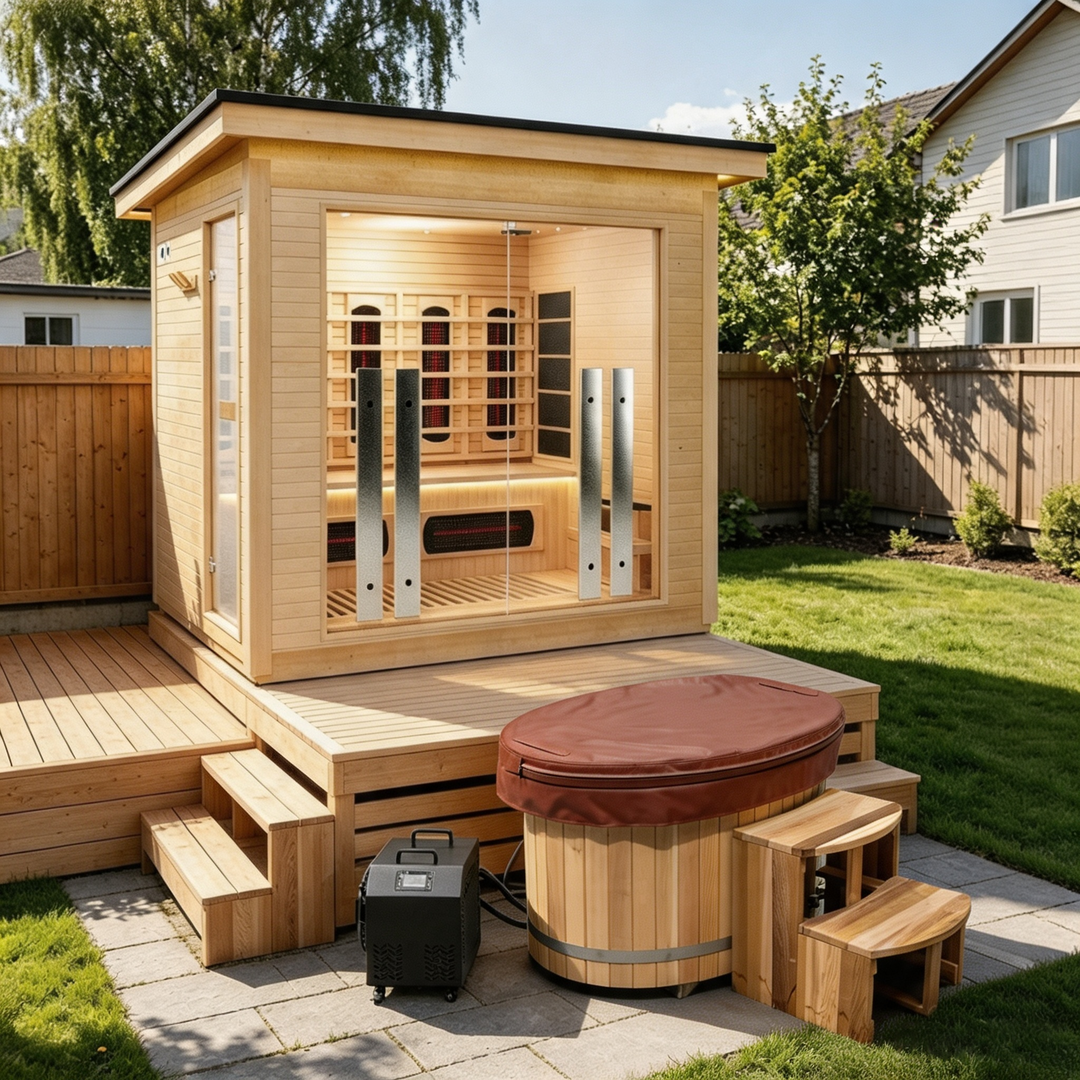 Hot and Cold Therapy - Cold Bathtub &amp; Outdoor Hybrid Sauna