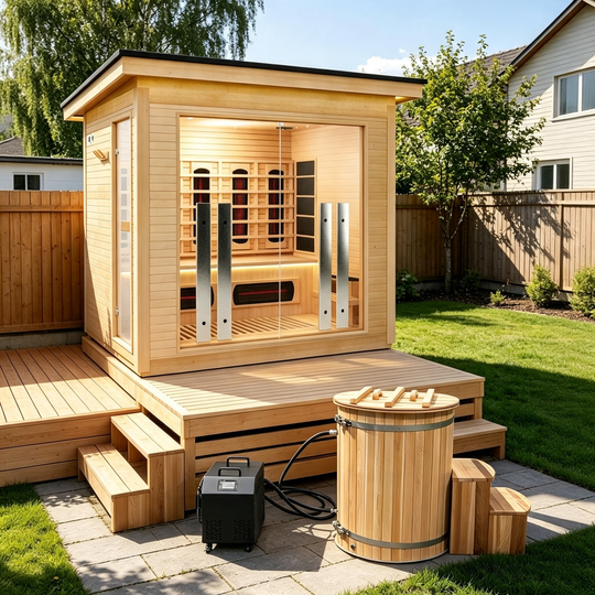 Hot and Cold Therapy - Cold Bathtub &amp; Outdoor Hybrid Sauna