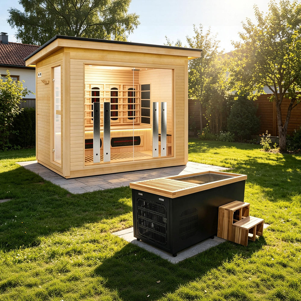 Hot and Cold Therapy - Cold Bathtub & Outdoor Hybrid Sauna