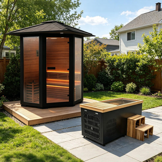 Hot and Cold Therapy - Cold Bathtub &amp; Outdoor Traditional Sauna
